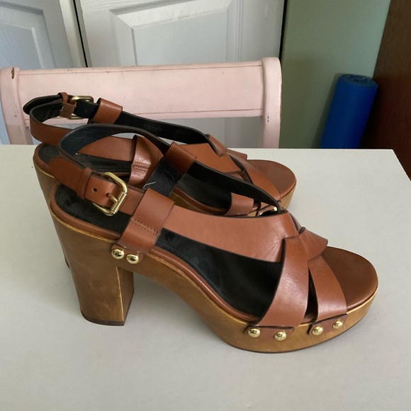 Coach Brown Leather Platform Sandals Size 10 Excellent Condition - Picture 2 of 7